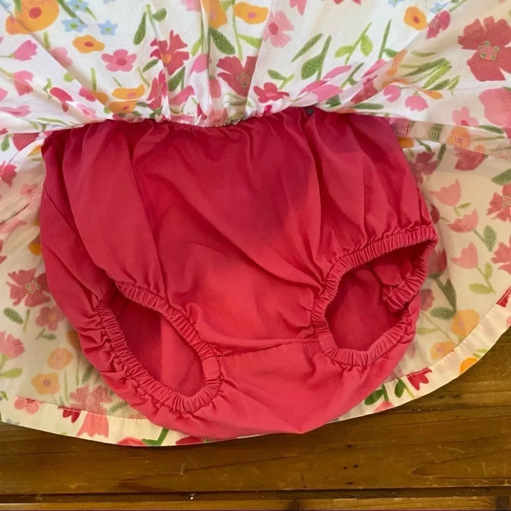 Gymboree Skirt Skort Floral White Pink Yellow Flowers Bloomers Attached 6-12 Mo